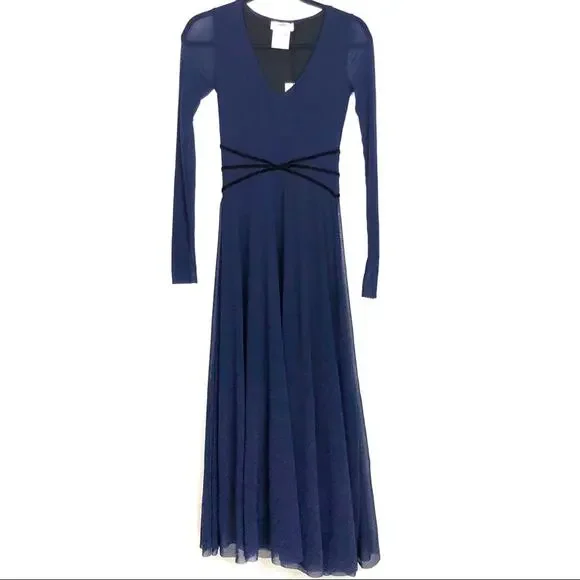 Fuzzi Velvet Long Sleeve Asymmetrical Maxi Dress - Picture 2 of 16